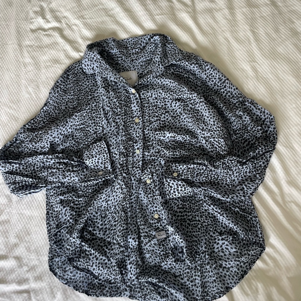 Rails Anna Blue Lynx Patterned Button Down Shirt - image 2